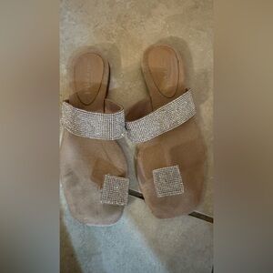 Jeffrey Campbell Beige Rhinestone Mules